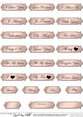 Metallic Love and Romance Greetings Text Plates