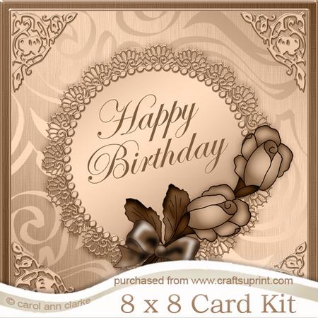 8 x 8 Roses and Metallic Lace Kit with 3D Decoupage