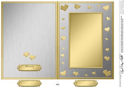 5 x 7 Metallic Romantic Hearts Plain Card Base
