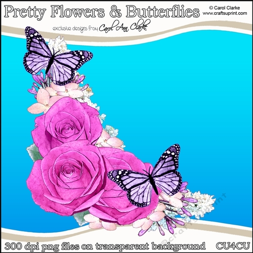 Pretty Flowers & Butterflies - CU4CU Digital Clip Art Set