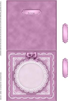 Square Pearls, Lace and Ribbon Plain Card Base Landscape For