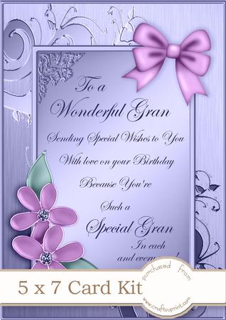 5 x 7 Gran Birthday Greeting Kit with 3D Decoupage
