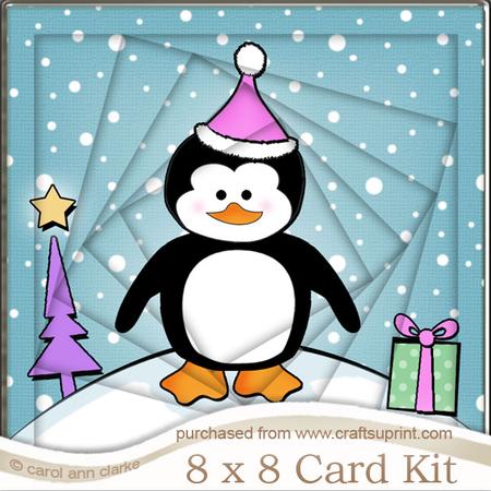 8 x 8 Cute Xmas Penguin Twisted Tunnel Card Kit