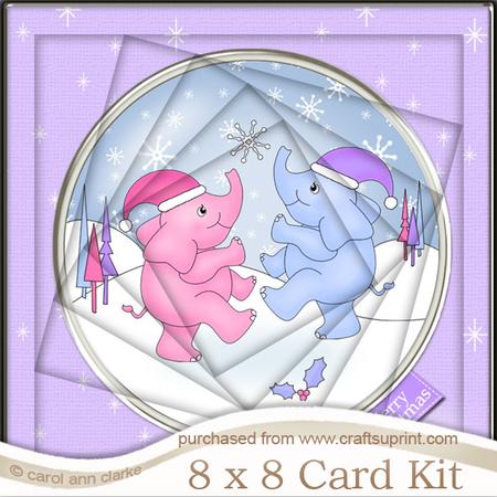 8 x 8 Baby Xmas Elephants Twisted Tunnel Card Kit