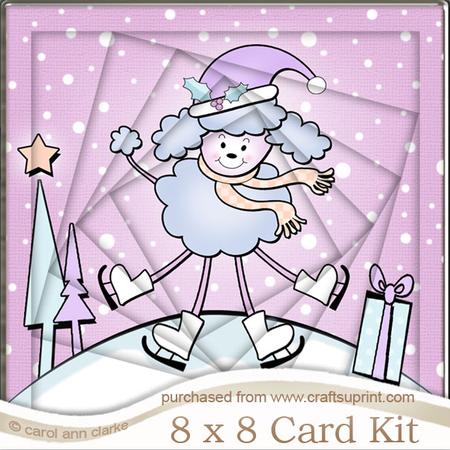 8 x 8 Cute Xmas Poodle Twisted Tunnel Card Kit