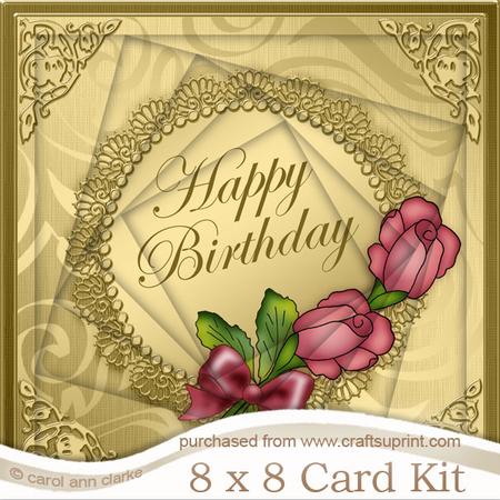 8 x 8 Roses and Metallic Lace Twisted Tunnel Card Kit