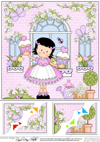8 x 8 Rose Cottage Girlz Scalloped Corner Topper 