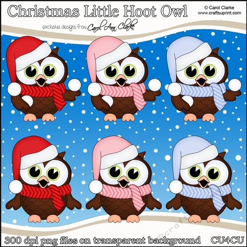 Cute Christmas Little Hoot Owl - CU4CU Digital Clip Art Set