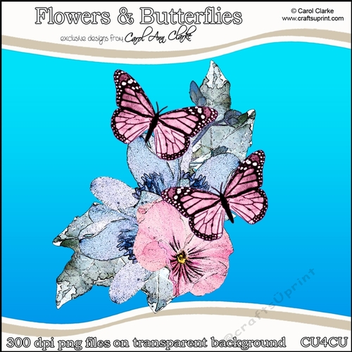 Pretty Flowers & Butterflies - CU4CU Digital Clip Art Set
