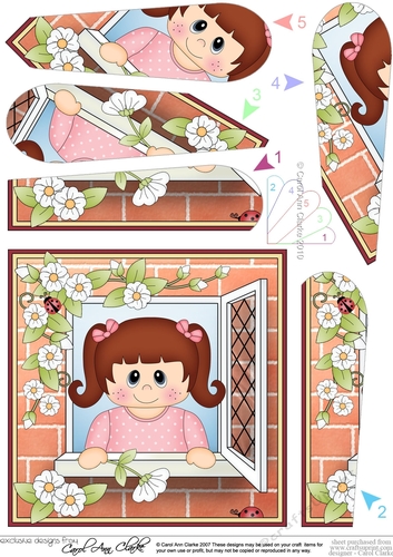 Fan Pyramage Topper - Through the Window - Cute Little Girl