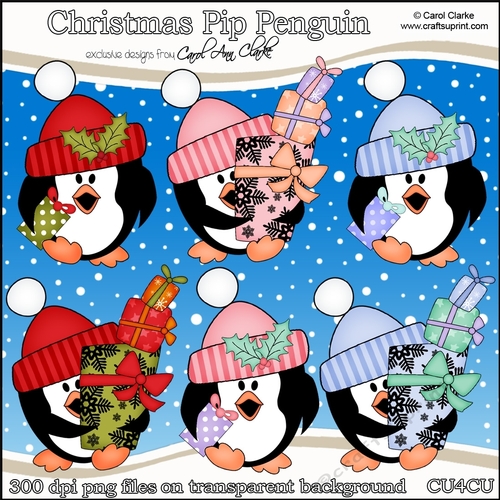 Christmas Pip Penguin - CU4CU Digital Clip Art Set