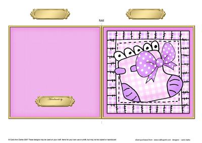 Baby Girl Bootee Cut and Fold Card