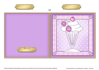 Strawberries and Ice Cream Cut and Fold Card