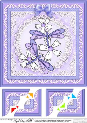 8 x 8 Dreamy Dragonflies Scalloped Corner Topper