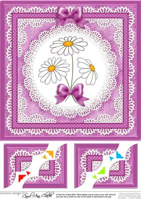 8 x 8 Denim and Daisies Scalloped Corner Topper