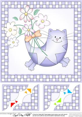 Cute Cat - 8 x 8 Scalloped Corner Topper 