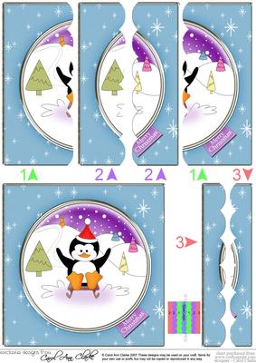 Cute Xmas Penguin Scallop Edge Side Stacker