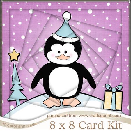 8 x 8 Cute Xmas Penguin Twisted Tunnel Card Kit