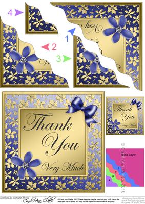 Floral Elegance Thank You Wavy Corner Side Stacker Topper