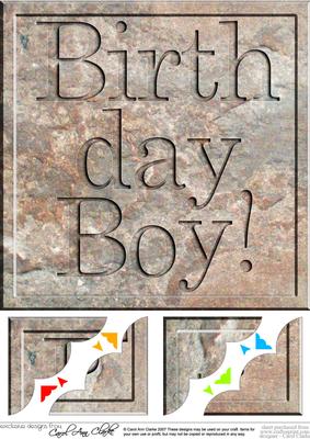 8 x 8 Birthday Boy Set in Stone Scalloped Corner Topper