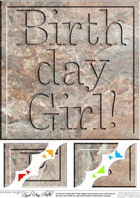 8 x 8 Birthday Girl Set in Stone Scalloped Corner Topper