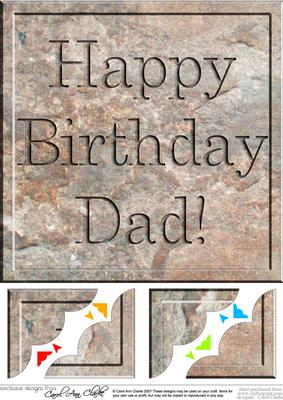 8 x 8 Birthday Dad Set in Stone Scalloped Corner Topper