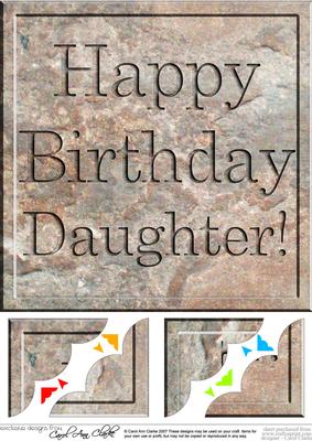 8 x 8 Birthday Daughter Set in Stone Scalloped Corner Topper