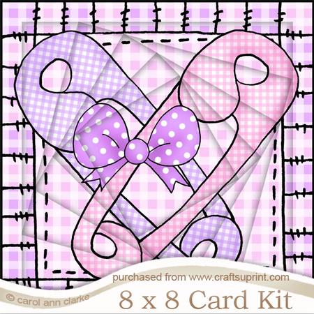 8 x 8 Baby Nappy Pins Twisted Tunnel Card Kit