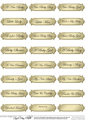 Metallic Baby Greetings Text Plates