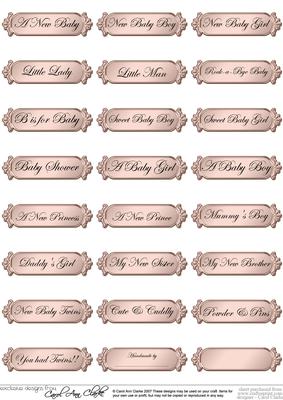 Metallic Baby Greetings Text Plates
