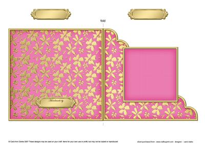 Gold Floral Cut and Fold Corner Card Plain Card Base