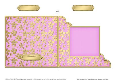 Gold Floral Cut and Fold Corner Card Plain Card Base