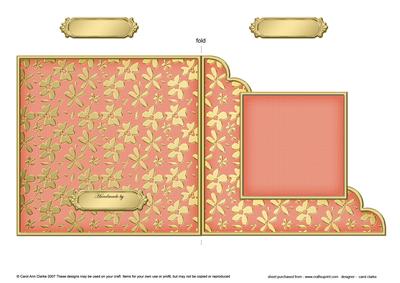 Gold Floral Cut and Fold Corner Card Plain Card Base