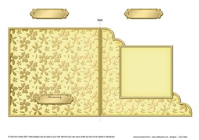 Gold Floral Cut and Fold Corner Card Plain Card Base