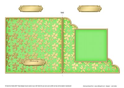 Gold Floral Cut and Fold Corner Card Plain Card Base