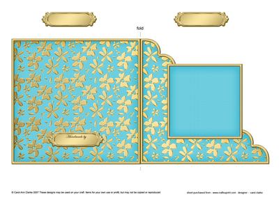Gold Floral Cut and Fold Corner Card Plain Card Base