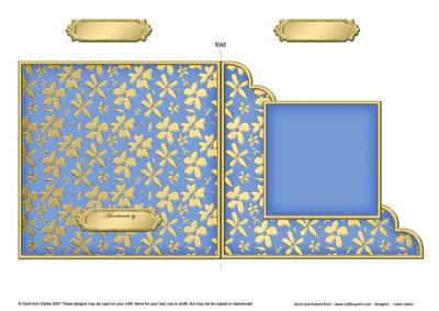 Gold Floral Cut and Fold Corner Card Plain Card Base