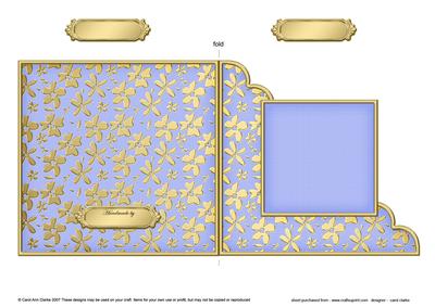 Gold Floral Cut and Fold Corner Card Plain Card Base