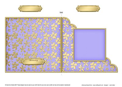 Gold Floral Cut and Fold Corner Card Plain Card Base