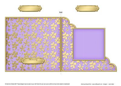 Gold Floral Cut and Fold Corner Card Plain Card Base