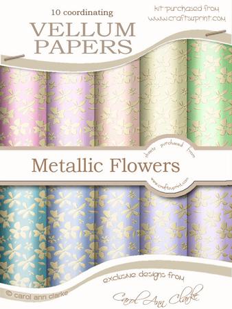 Gold Metallic Flowers Matching Vellum Kit