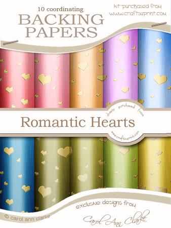 Metallic Romantic Hearts Matching Backing Paper Kit
