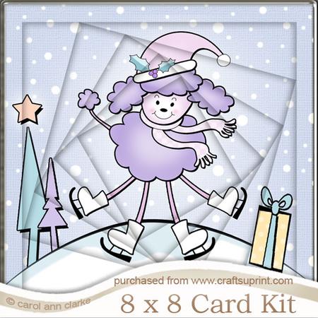 8 x 8 Cute Xmas Poodle Twisted Tunnel Card Kit