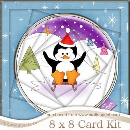 8 x 8 Cheeky Xmas Penguin Twisted Tunnel Card Kit