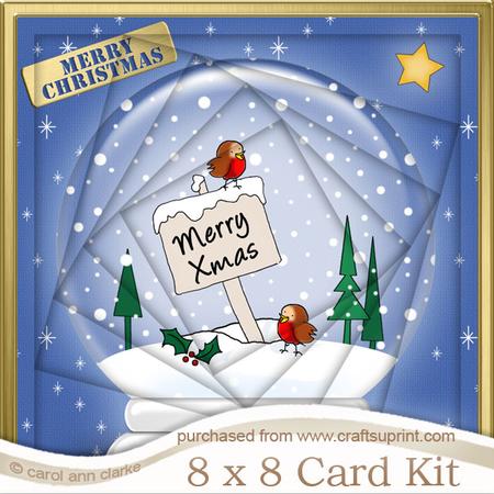 8 x 8 Cheeky Robins Snowglobe Twisted Tunnel Card Kit