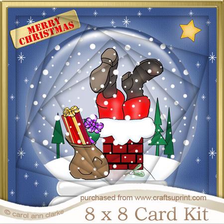 8 x 8 Santa Got Stuck! Snowglobe Twisted Tunnel Card Kit