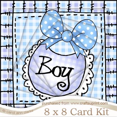 8 x 8 Baby Boy Bib Twisted Tunnel Card Kit