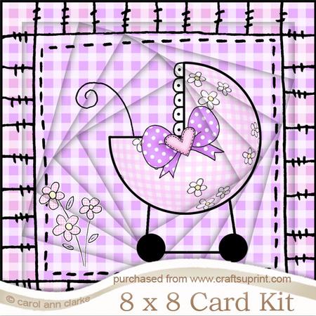 8 x 8 Baby Girl Pram Twisted Tunnel Card Kit