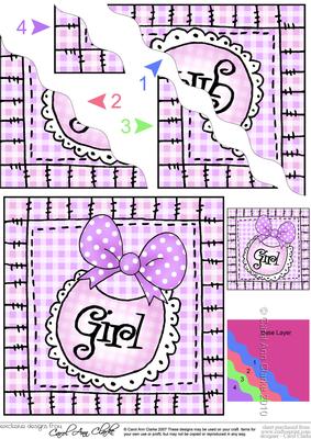 Baby Girl Bib Wavy Corner Side Stacker Topper