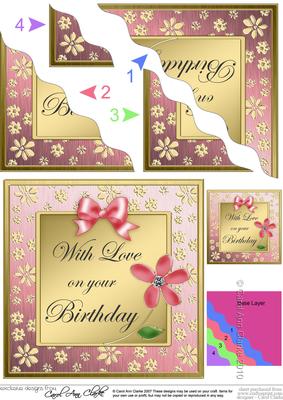 Floral Elegance Birthday Wavy Corner Side Stacker Topper